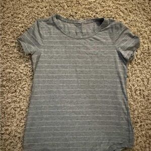 Lululemon Athletica Gray Striped Short Sleeve Tee